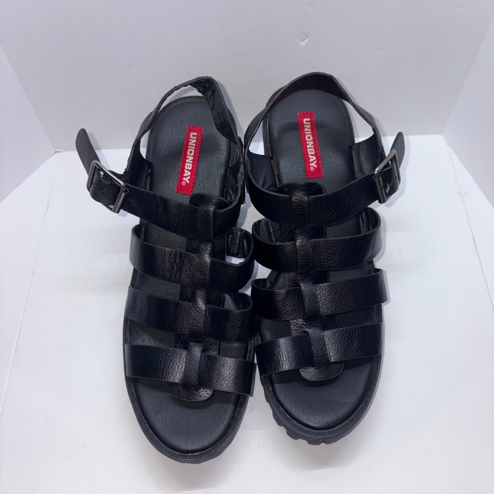 Chunky Lug Sole Sandals Women 6.5 Black Lexie Strappy Platform Unionbay - Picture 10 of 10